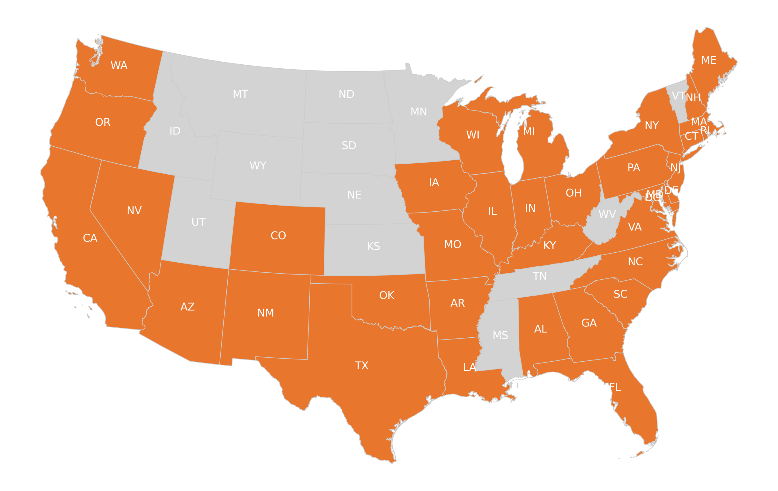 Map of US states where Deo Medical Cardiology is licensed